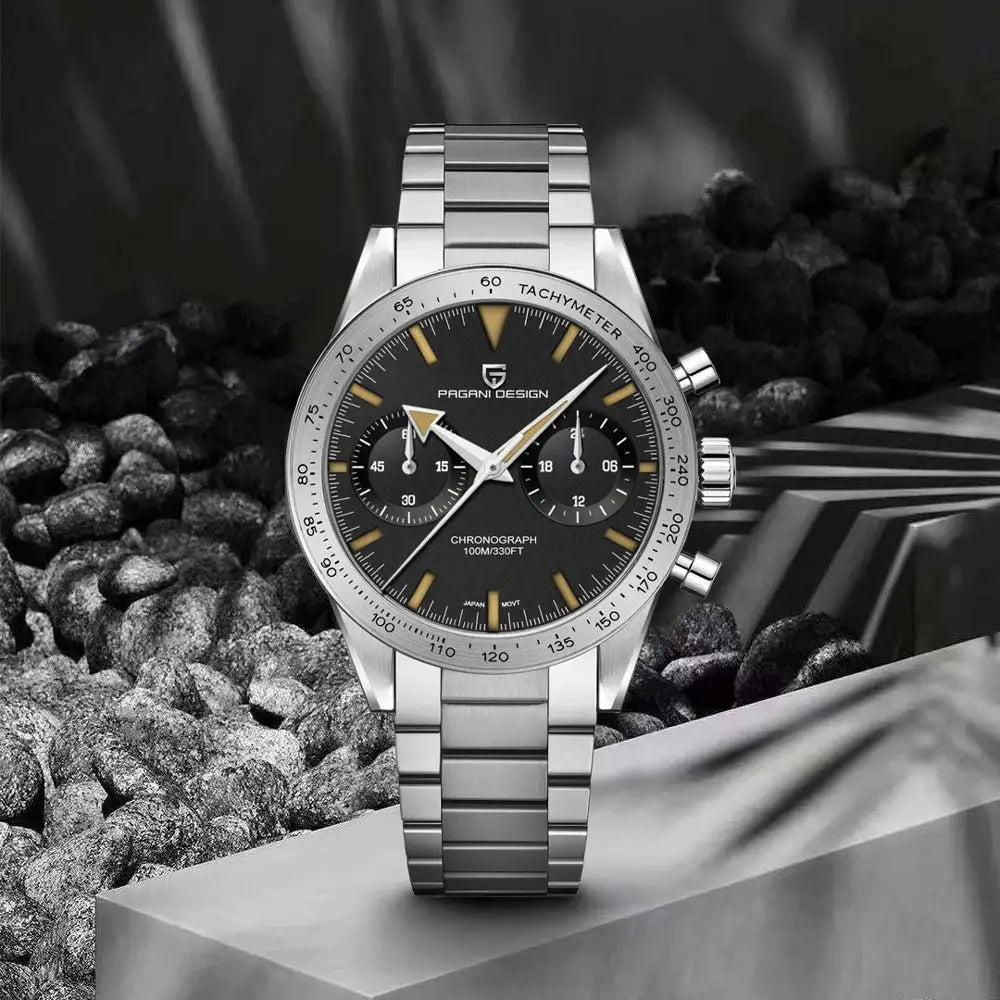 Pagani Design 2026 Retro Chronograph Moon Quartz Watch For Men VK64 Movement Sapphire Crystal Stainless Steel Case