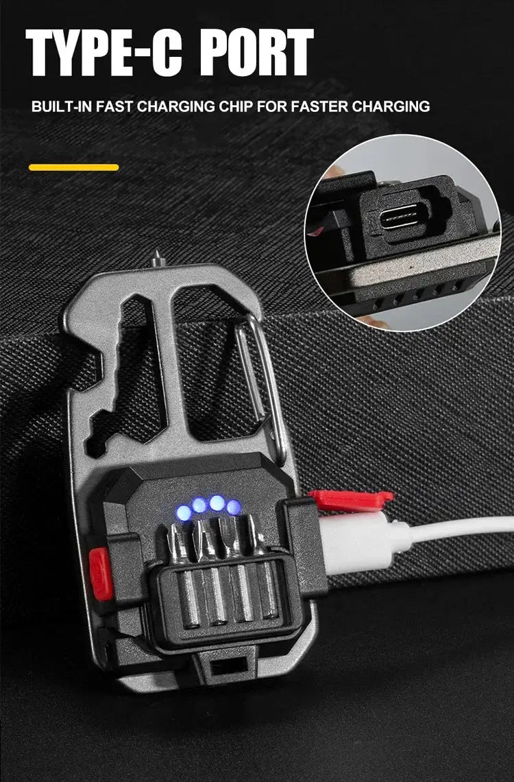 Simples Market COB keychain work light with battery display, blue LEDs and Type-C charging
