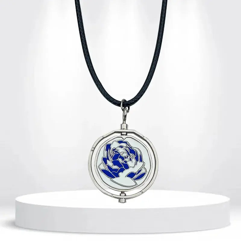 Arcane Jinx Blue Rose Rotatable Cosplay Necklace Backpack Pendant Halloween Party Gift For Fans