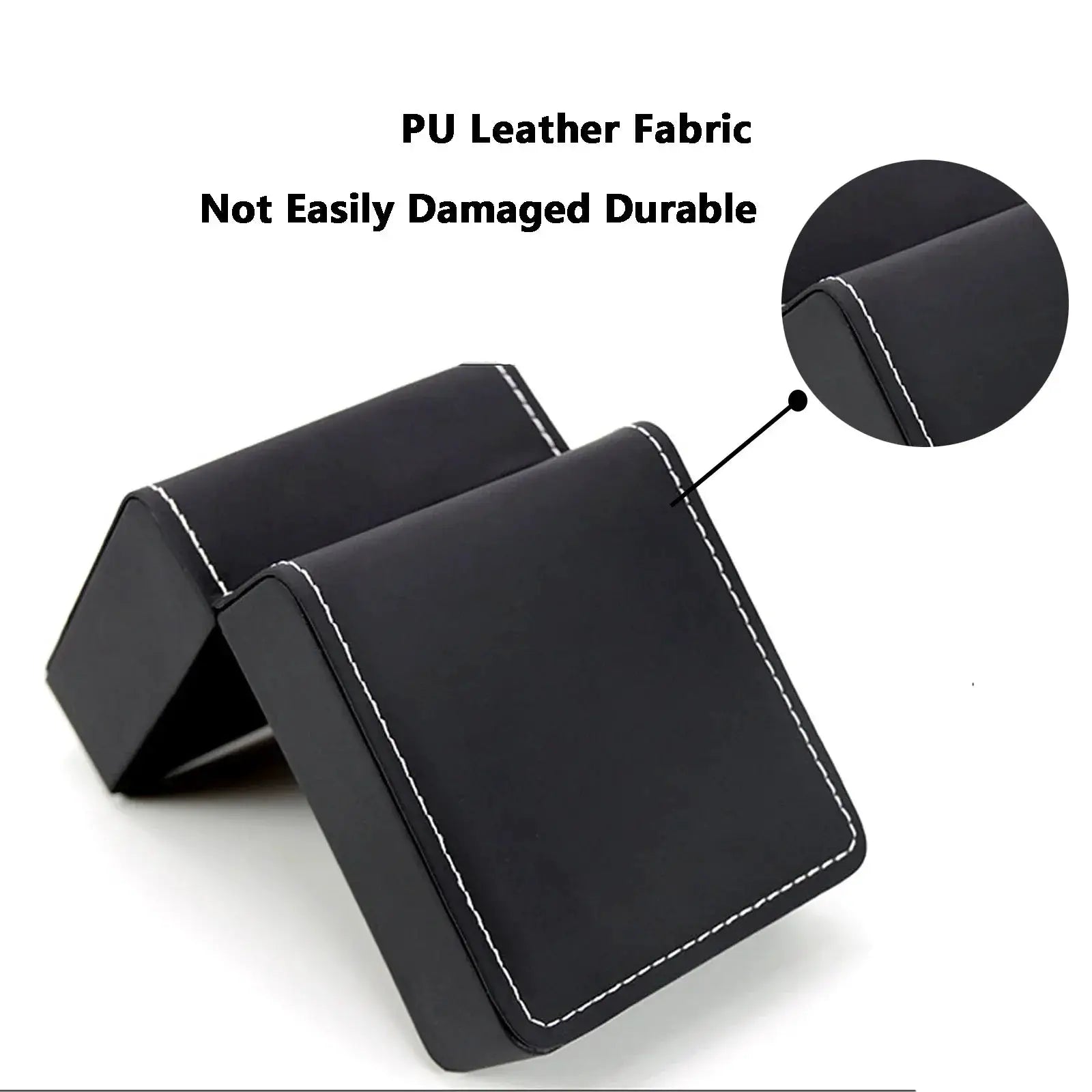 LuxGuard Black PU Leather Clamshell Watch Gift Box With Pillow For Men Display Case