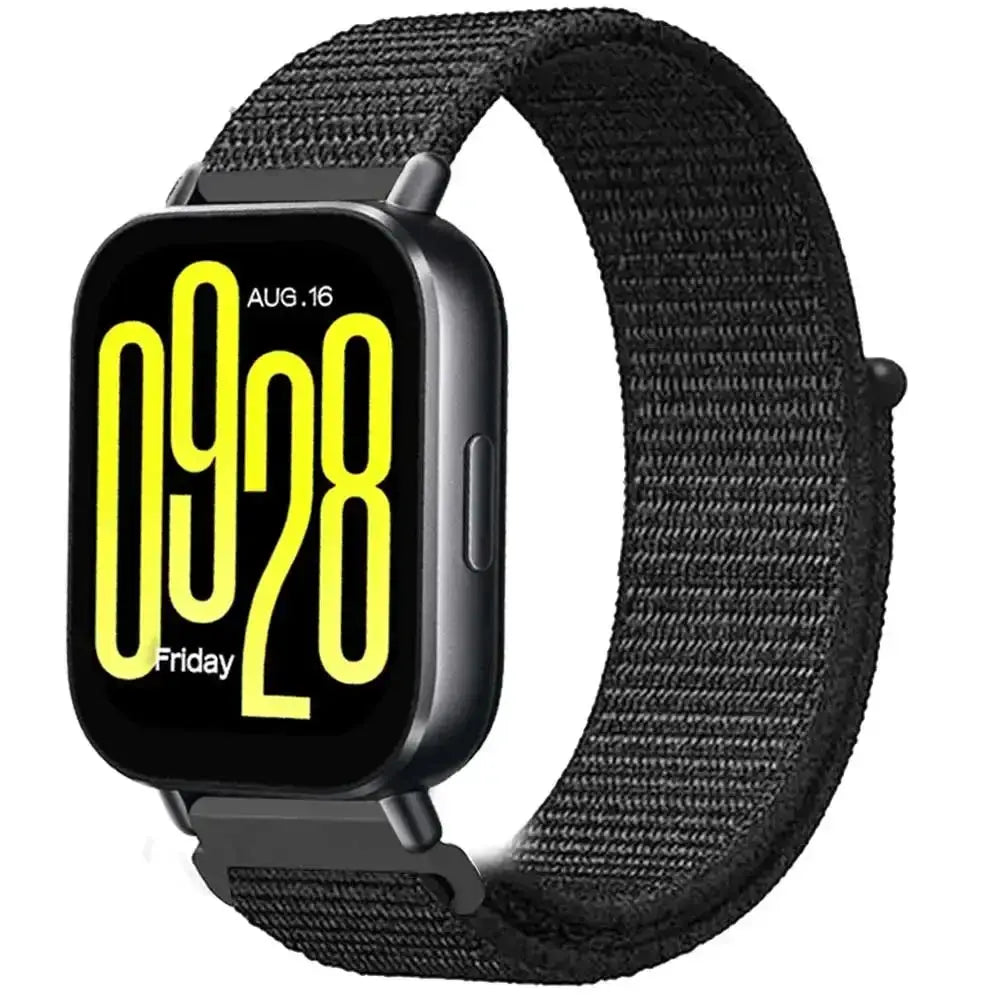 Nylon loop black watch strap for Redmi Watch 5 Active/Lite and Xiaomi Watch S4, 20-22mm
