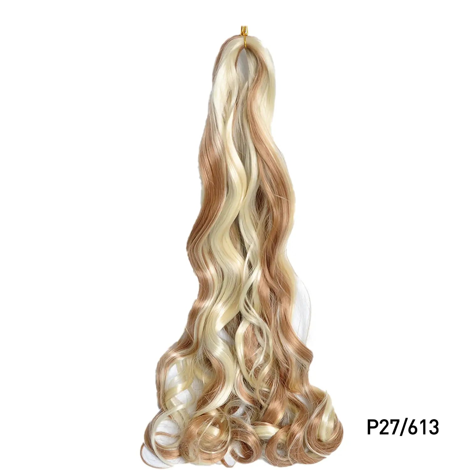 French Curls Braiding Hair 24in synthetic spiral curls extensions in blonde blend, pre-stretched loose wave