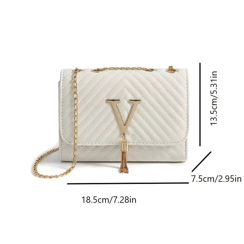 LuxeThread Embroidered Crossbody Bag With Sequined Tassel Clutch And Gold Tone Chain For Parties