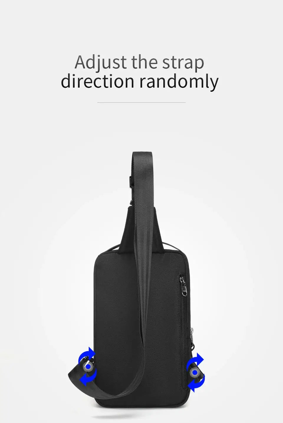 Tigernu chest bag for men, black lightweight crossbody with zip pocket for 9.7-inch iPad