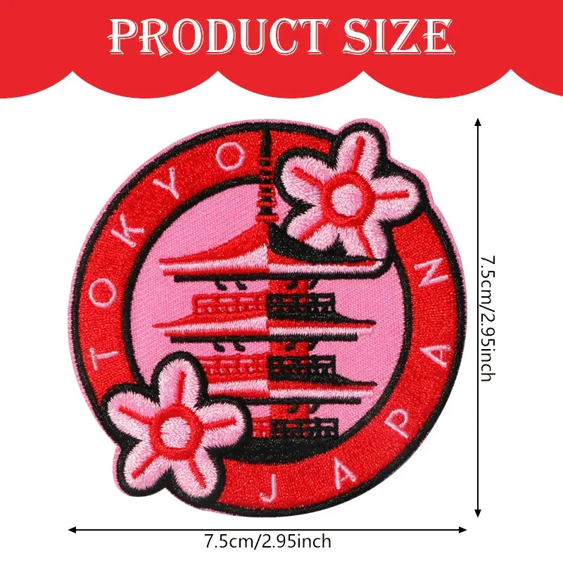 Tokyo Travel Embroidered Patch Sushi Design Iron On Sew On Patch For Clothes Hats Bags Jackets Landmark Gift