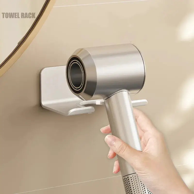Simples Market hair dryer holder wall mount in stainless steel finish with small bathroom shelf