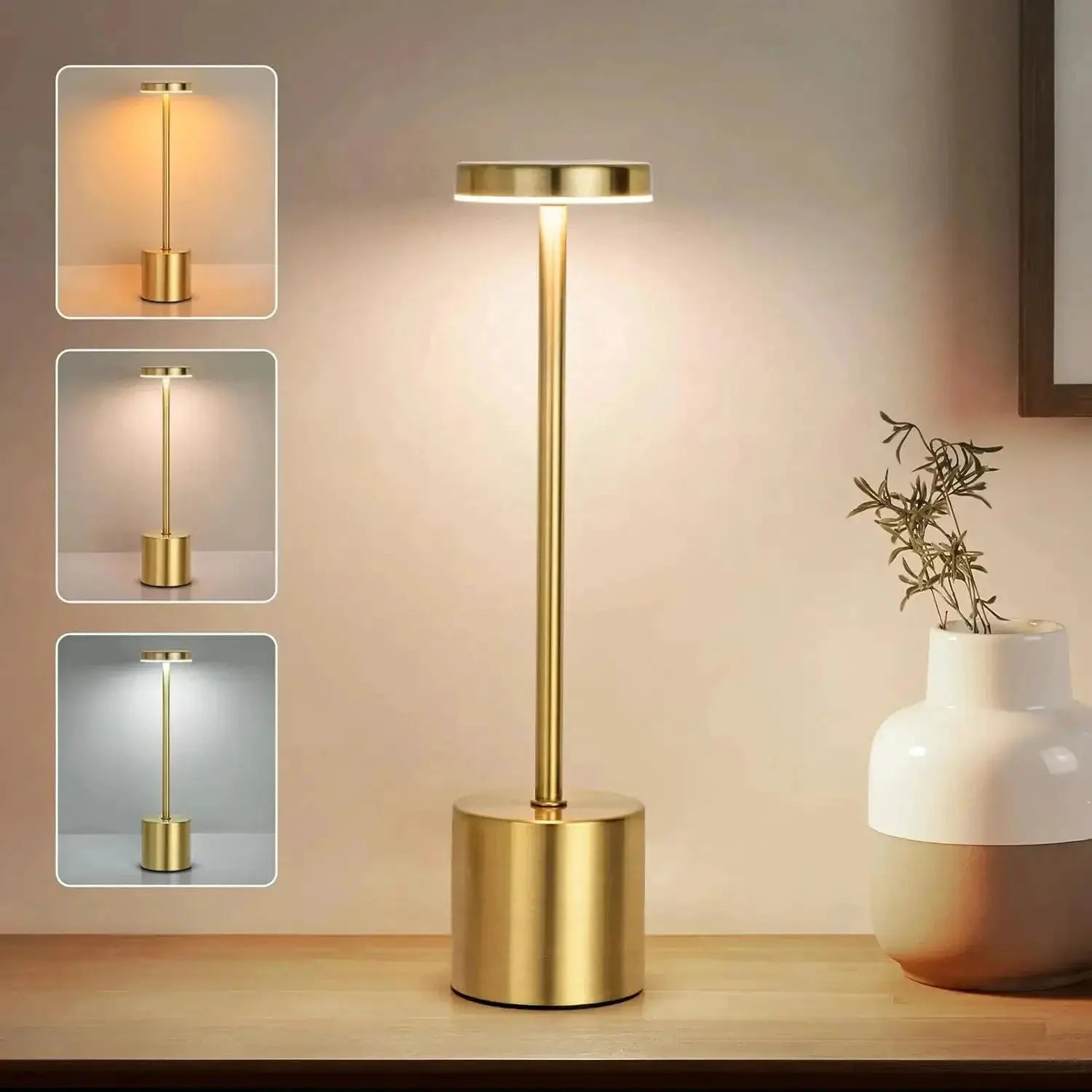 LumaNova Classic USB Rechargeable Table Lamp With Stepless Dimming, Touch Control, Night Light, And 3 Color Options