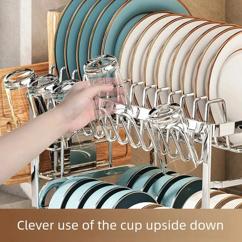 Simples Market stainless steel dish rack for bowls, plates, and cups; a compact draining organizer.