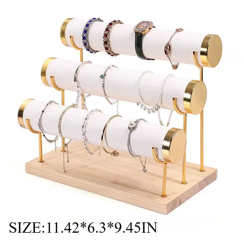 One Third Layer Wooden Jewelry Rack Bracelet Watch Holder For Women And Men Gift Packaging Display