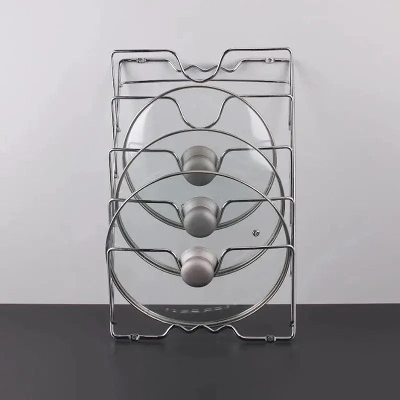 Pot lid rack by Simples Market, five-layer chrome metal wall-hanging lid storage organizer