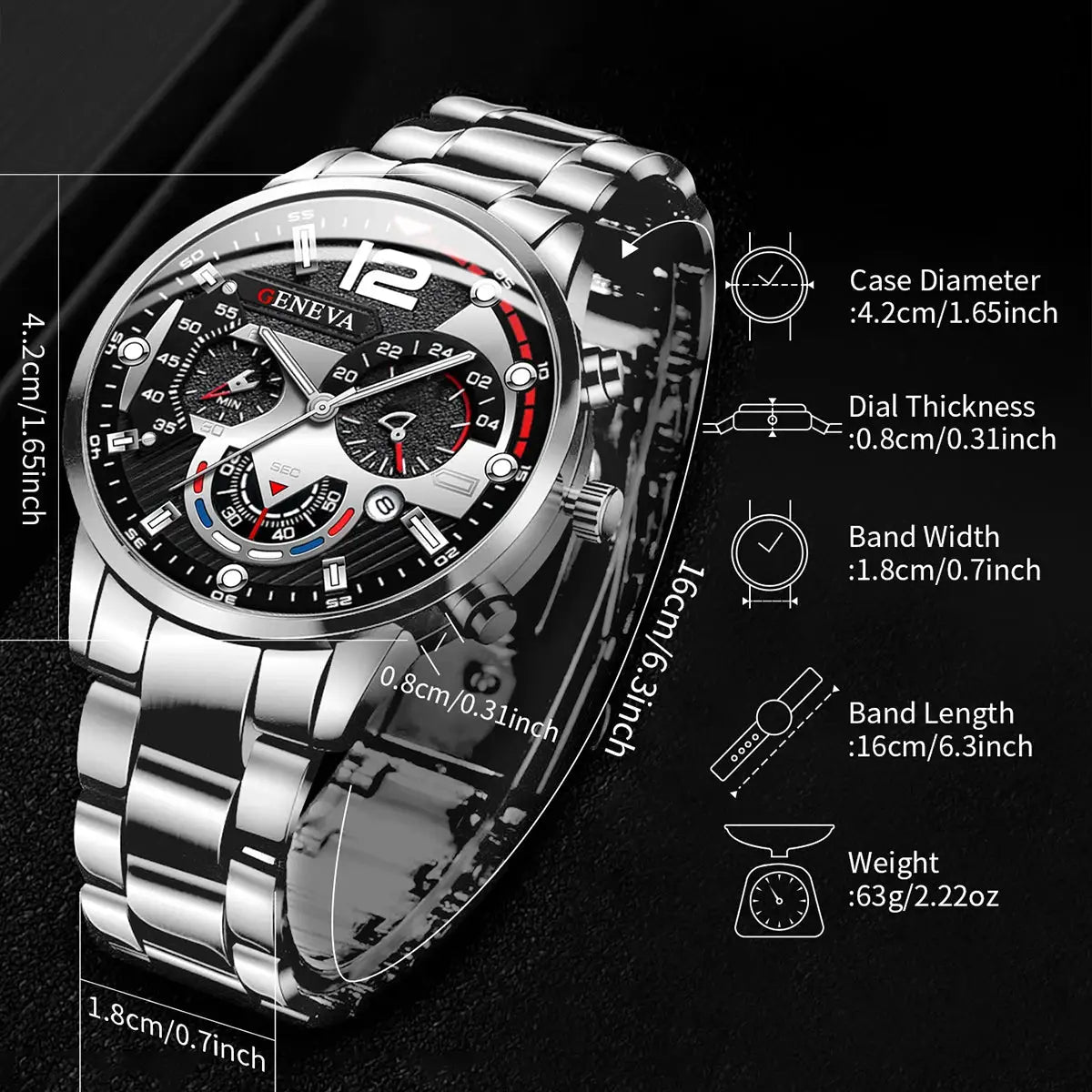 Fashion Men's Stainless Steel Band Analog Quartz Wristwatch With Calendar Minimalist Dial For Casual Wear