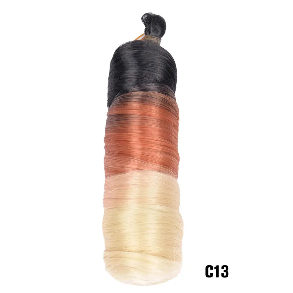 Simples Market French Curls Braiding Hair 24in synthetic spiral curls, black-to-copper-to-blonde ombre, pre-stretched