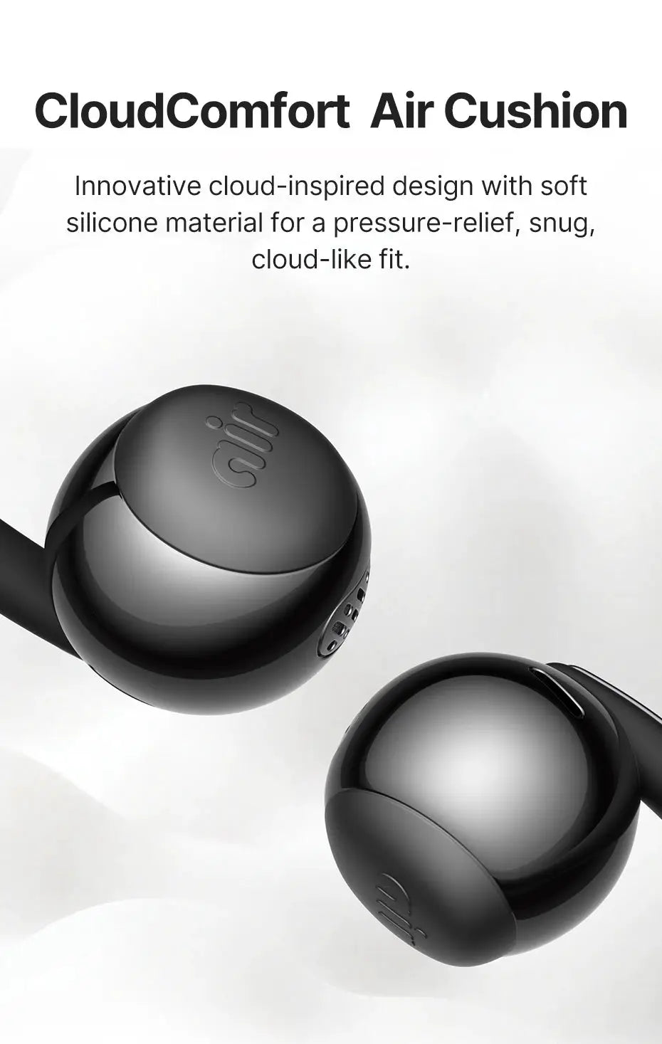 Baseus Bowie MC2 AIR clip-on TWS earbuds in black; wireless Bluetooth 6.0 earphones (2 pcs)