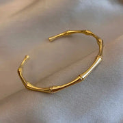 Titanium Steel Bracelet Gold Plated With Zircon Inlaid Classic Simple Style For Womens Daily Wear
