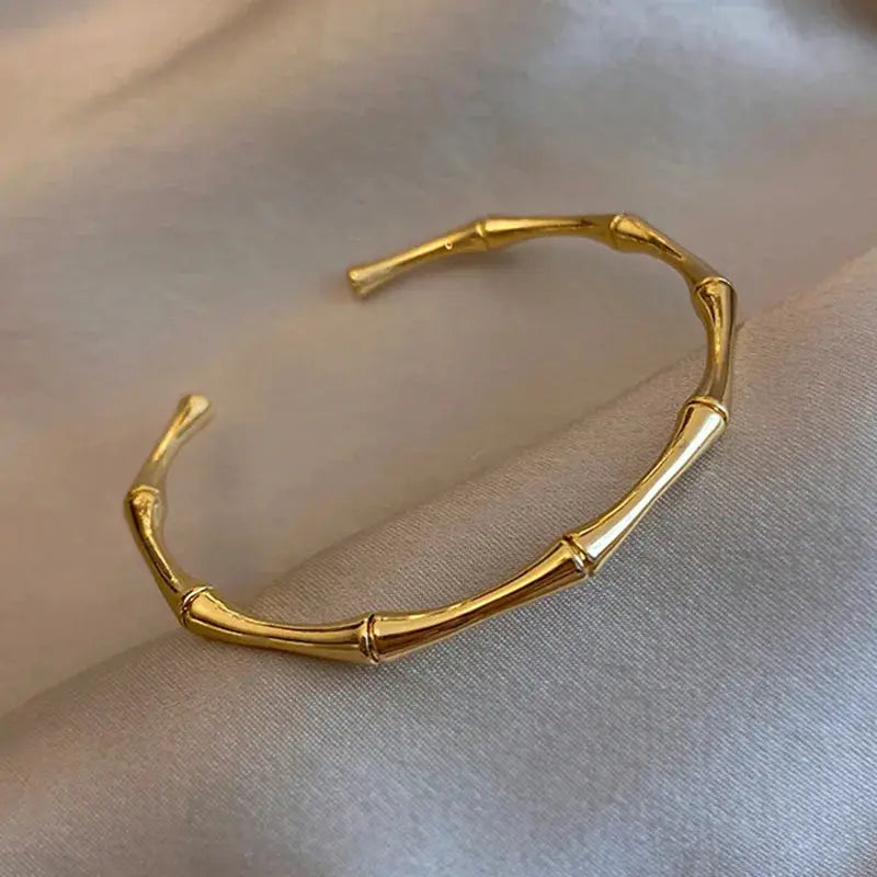 Titanium Steel Bracelet Gold Plated With Zircon Inlaid Classic Simple Style For Womens Daily Wear