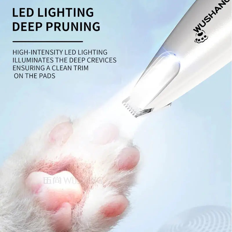 Pet Dog Electric Groomer Trimmer With LED Light Waterproof And Low Noise For Face Feet Ears Paws Cat Dog Shaver