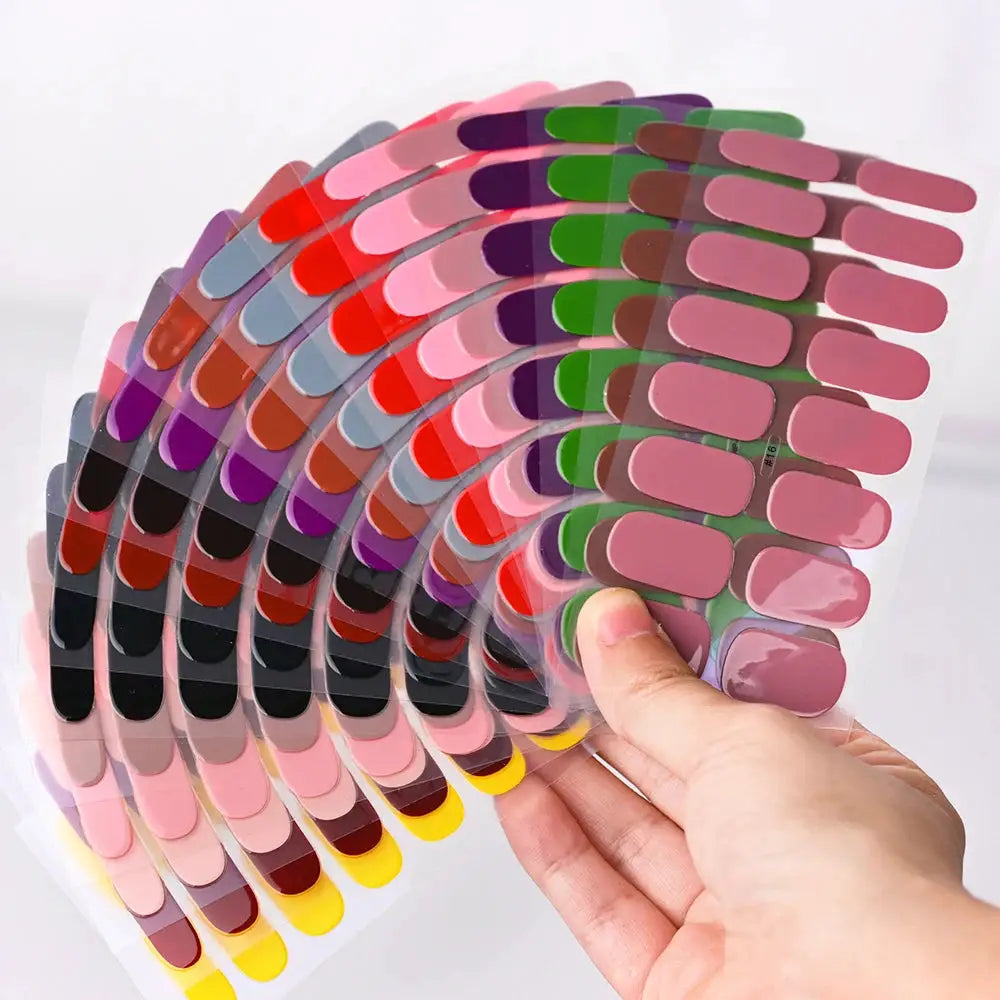 Gel nail wrap sheets set by Simples Market in a variety of colors, full-cover decals