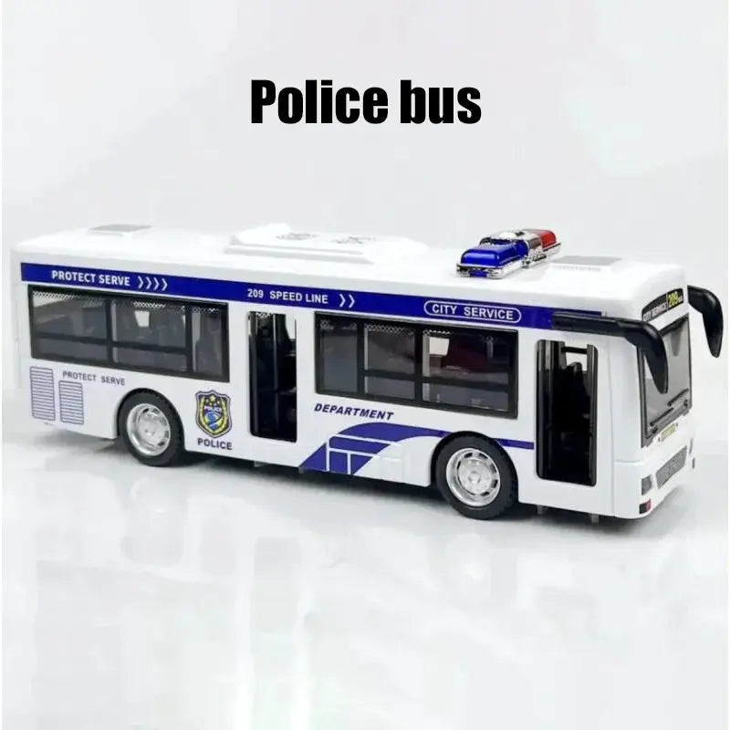 Double Decker Sightseeing Bus Model Die Cast Pull Back Toy Open Doors with Light Music for Boys