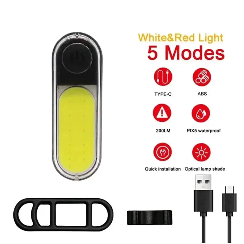 Bucklos Bicycle COB Light Set USB Charging High Visibility Taillight 500lm For MTB And Road Bikes