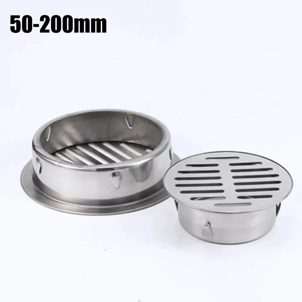 Stainless steel floor drain 50–200mm with round grate; 2-piece set