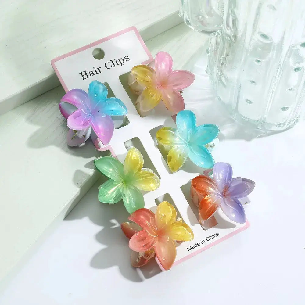 VivaCharm Colorful Transparent Flower Hair Claw Clips Six Pieces For Thick And Thin Hair Secure And Stylish