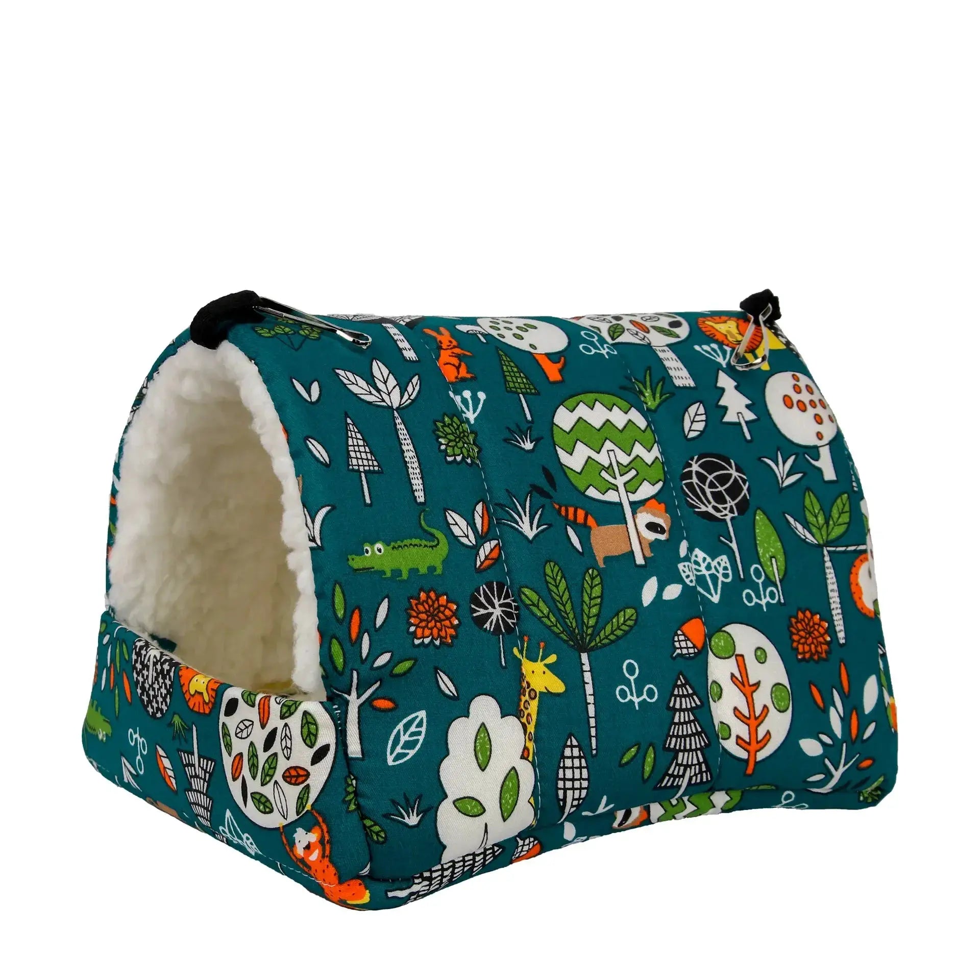 Simples Market 1pc cute print bird bed in teal fabric with woodland pattern and plush lining