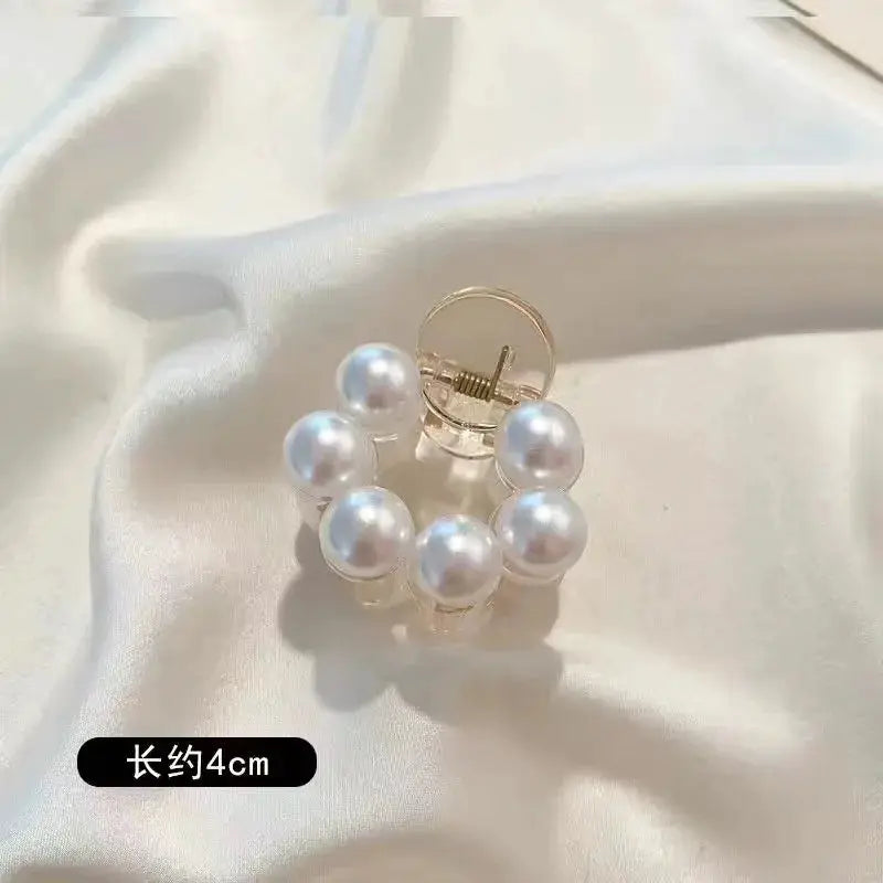 PearlGlow Simulated Pearl Hair Claws for Women Korean Acrylic Large Size Barrette Shark Clip Elegant Secure Hold All Day