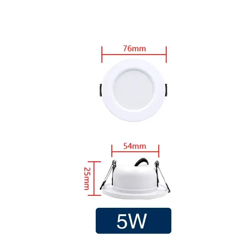 Simples Market 5W LED downlight, white round recessed ceiling lamp, 76mm outer diameter