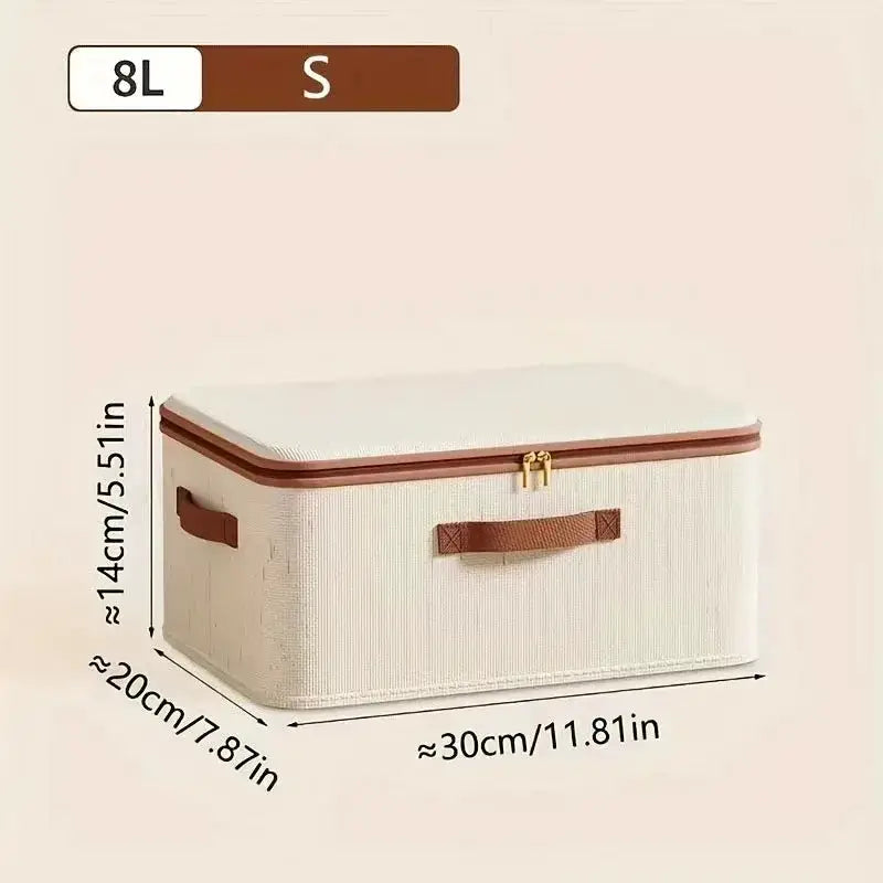 Large Heavy Duty Hard Shell Storage Box Organizer With Lid Cotton Linen Exterior For Clothes Toys And Blankets