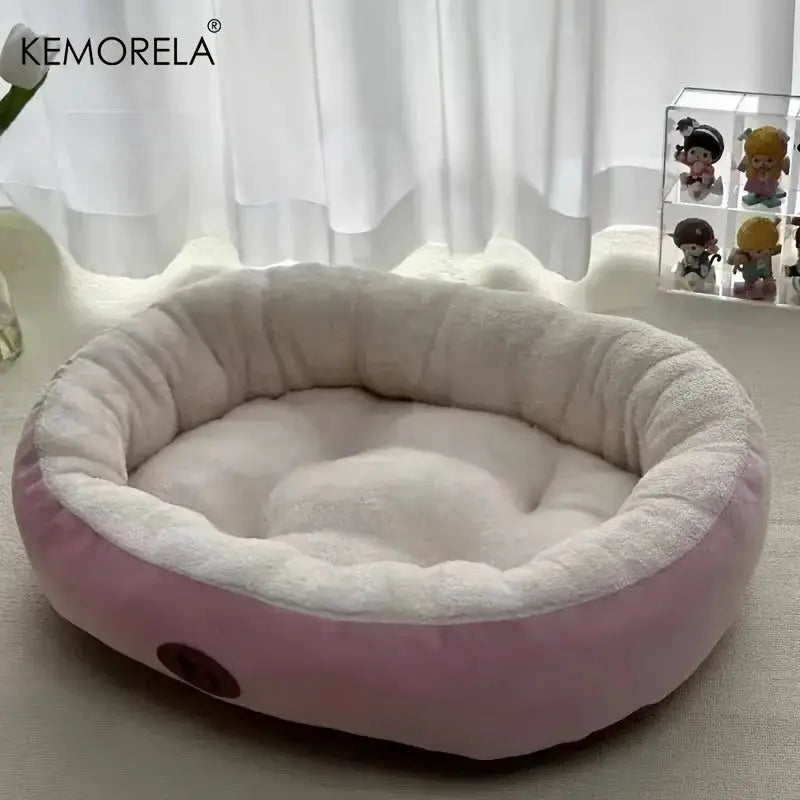 Cozy Oval Snuggle Pet Bed Plush Thickened Cat Bed Warm And Secure For Cats And Small Medium Dogs All Seasons