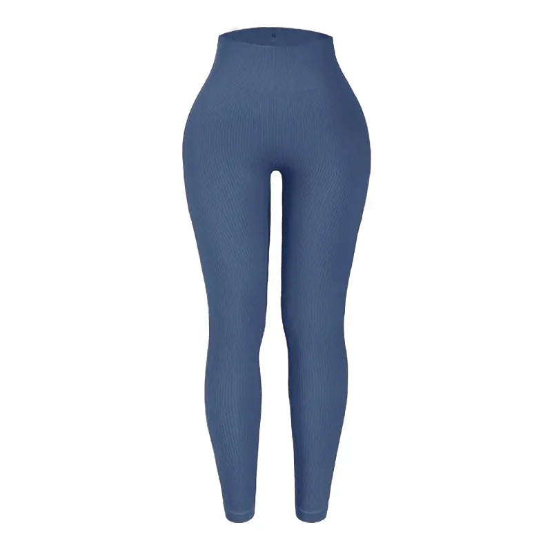 Thread Solid Leggings by Simples Market in blue seamless knit, high-waist yoga pants for women