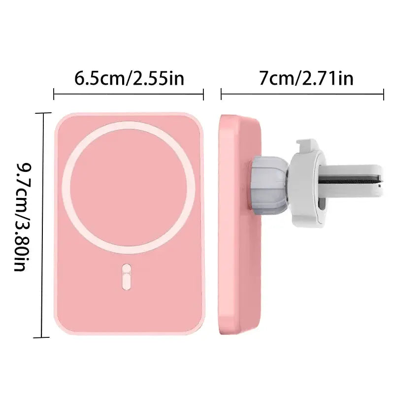 HOMEFISH pink magnetic car wireless charger with phone/tablet/watch holder by Simples Market.