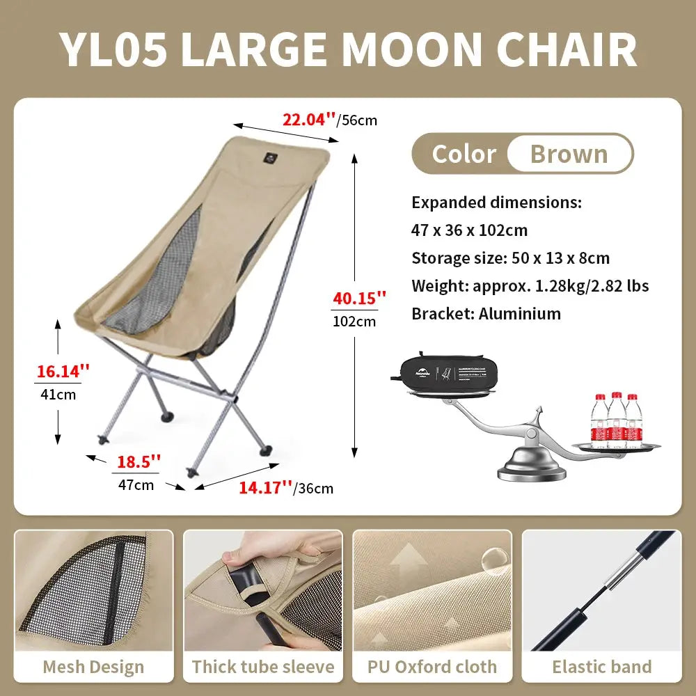 Naturehike 2024 Ultralight High Load Camping Chair Folding Outdoor Moon Chair for Garden Picnic Beach