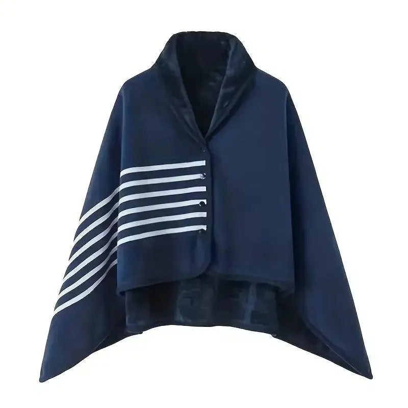 CozyNest Flannel Shawl Blanket Wearable Soft Cotton Polyester Blend For Office Warmth Travel And Home Use Casual Style