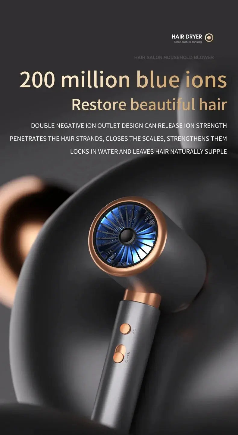 HOMEFISH 2000W salon hair dryer by Simples Market with rose-gold accents and negative ionic technology