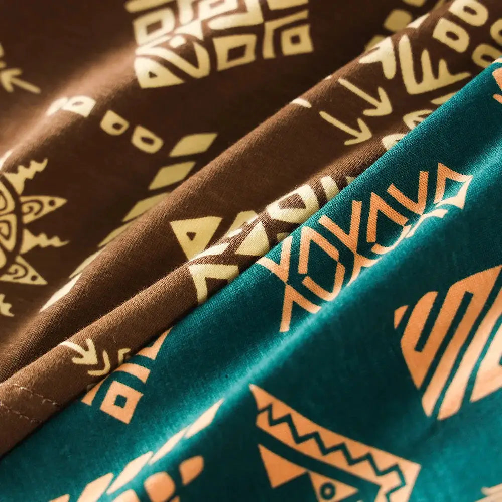 Simples Market 3-piece cotton women's panties with brown and teal vintage print