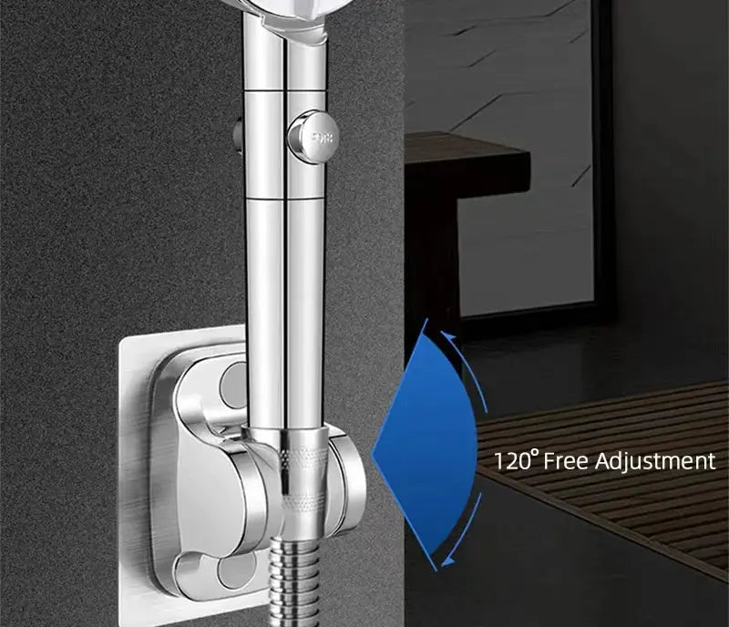 Universal shower head holder by Simples Market on chrome adjustable slide rail, 120°