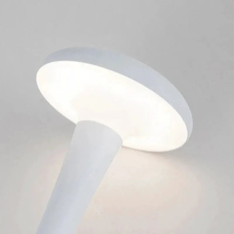 Mushroom table lamp, white USB-C rechargeable wireless touch night light