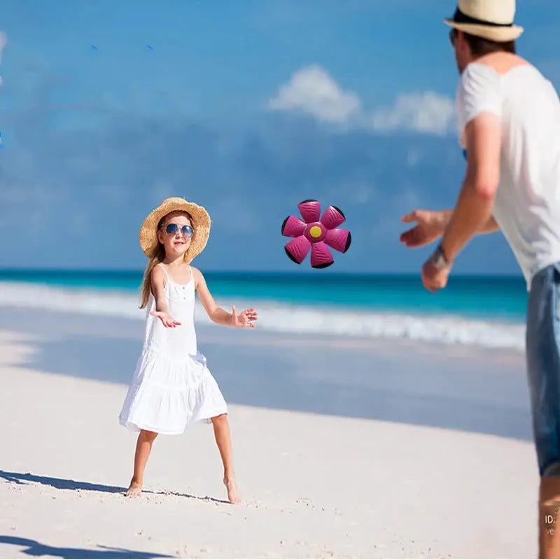 Blue Flying Saucer Ball Outdoor Toy For Parents And Children Transforming From Flying Disc To Ball For Active Play