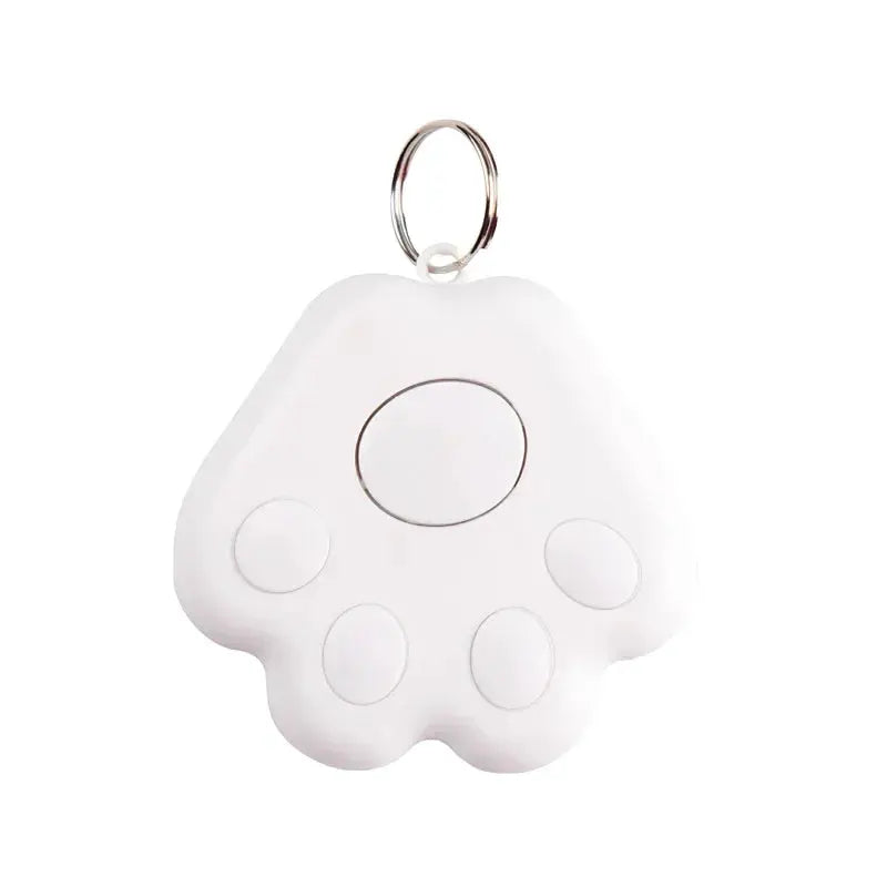 Simples Market paw-shaped mini pet GPS tracker with key ring, white Bluetooth locator