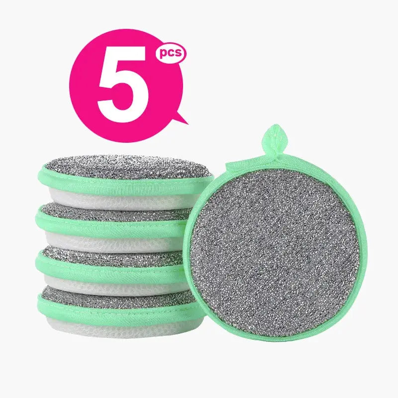TrueClean Double Sided Dish Sponge With Soft Sponge On One Side And Nylon Scrubber On The Other