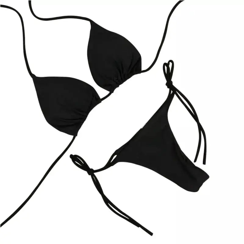 European And American Neck Strap Bikini For Women With Split Strap Adjustable Multicolor Swimsuit Set