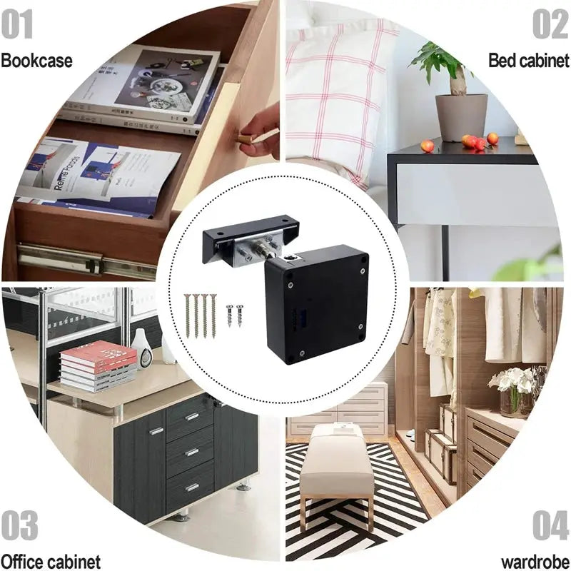 Simples Market RFID cabinet lock kit with black housing and mounting screws (1 set)