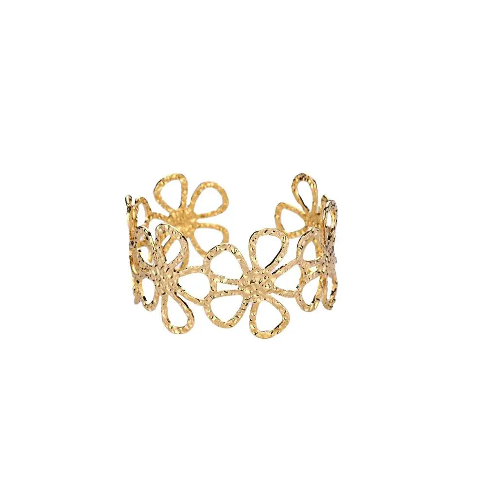 Exquisite Classic Bump Pattern Open Bangle Cuff Bracelet For Women Gold Color Stainless Steel Hand Ornament Gift