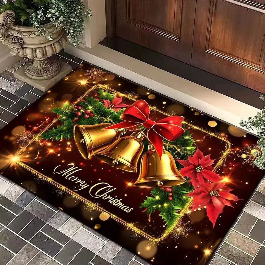 Christmas Tree Santa Claus Elk Entrance Doormat Anti Slip Floor Mat for Entry Door