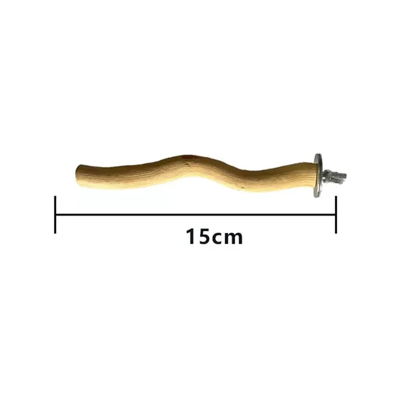 Natural parrot wood fork branch perch for bird cages, 15cm long with metal mounting plate, Simples Market