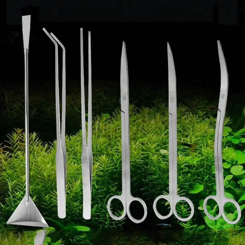 Stainless Steel Aquarium Scissors And Tweezers Set For Plant Tank Maintenance And Fish Tank Cleaning