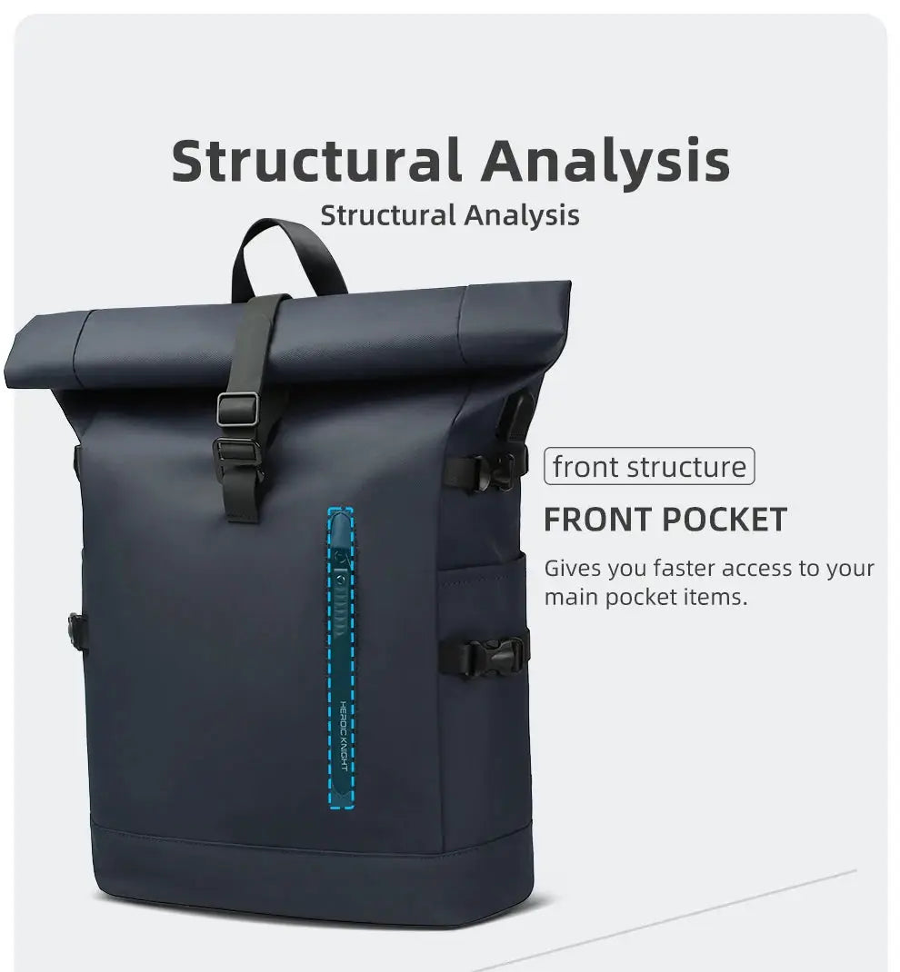 Simples Market HK Large 15.6 Inch Laptop Backpack Navy anti-theft travel bag with USB port