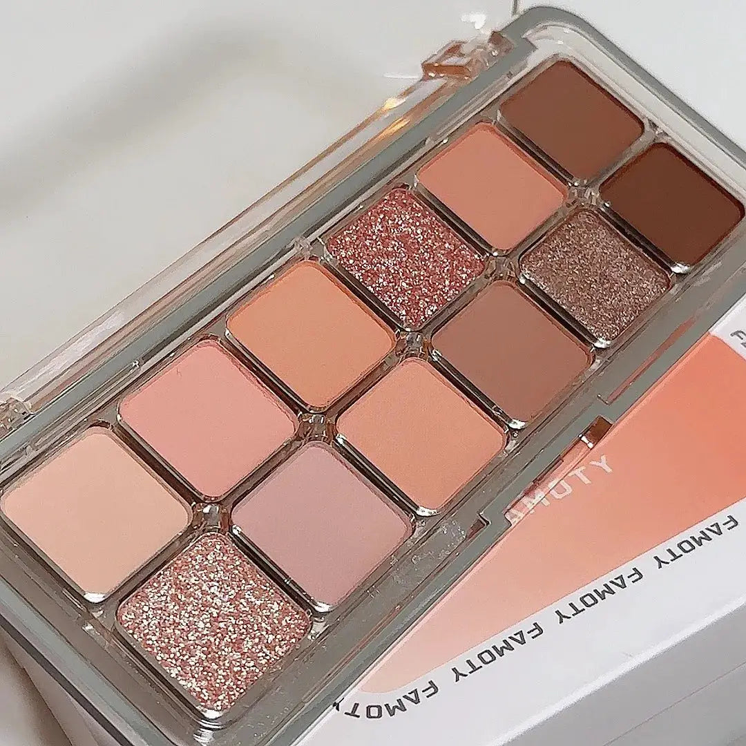 LuxeGlow Tea Apricot Earth Tones 12 Color Matte Eyeshadow Palette For Long Lasting All Matte Eye Makeup Daily Use