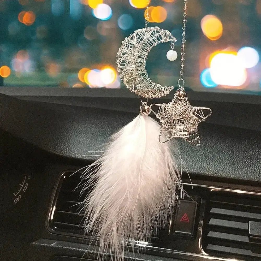 Feather Mirror Car Pendant For Girls Lucky Dream Catcher Ornament Car Interior Decor Hanging Charm - Simples Market